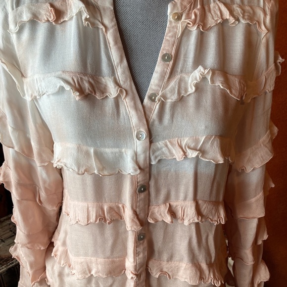 NEW Chaser peach dipdye button down shirt size S - Picture 3 of 6